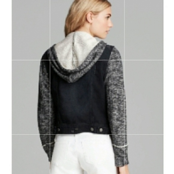 Free People Vintage Knit and Denim Pumice Black Jean Jacket XS - Picture 6 of 8